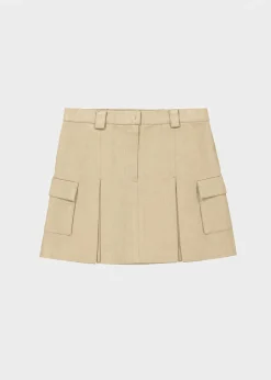 The Frankie Shop Audrey Cargo Pleated Miniskirt Tan Hot