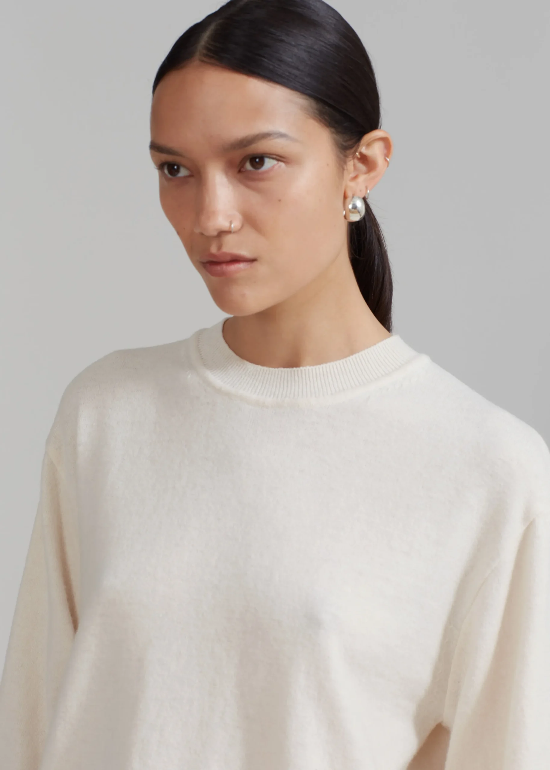 The Frankie Shop Aurora Wool Blend Knit Sweater Cream Hot