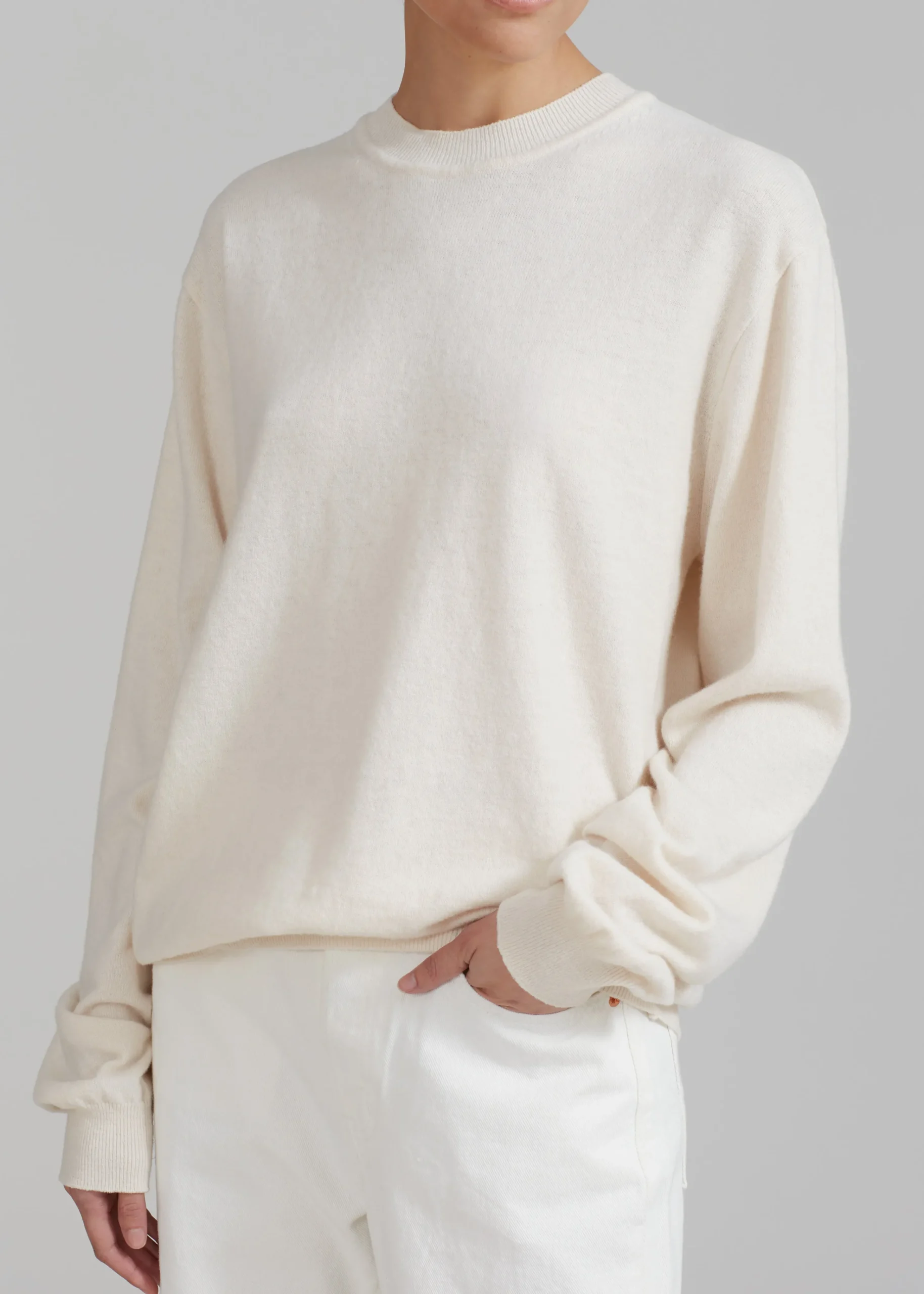 The Frankie Shop Aurora Wool Blend Knit Sweater Cream Hot