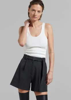 The Frankie Shop Avalon Belted Shorts Charcoal Outlet