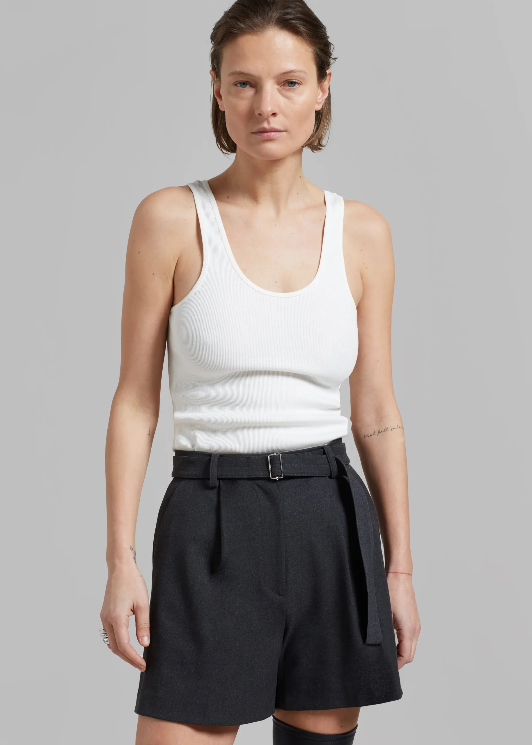 The Frankie Shop Avalon Belted Shorts Charcoal Outlet