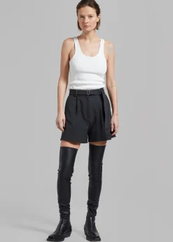 The Frankie Shop Avalon Belted Shorts Charcoal Outlet