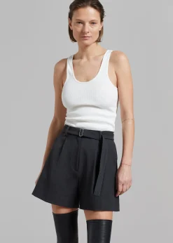 The Frankie Shop Avalon Belted Shorts Charcoal Outlet