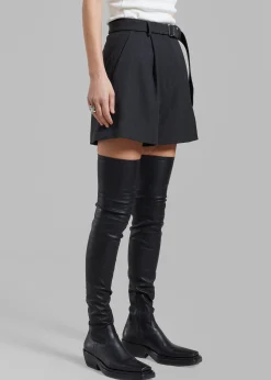 The Frankie Shop Avalon Belted Shorts Charcoal Outlet