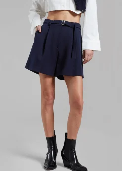 The Frankie Shop Avalon Belted Shorts Navy Online