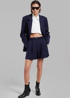 The Frankie Shop Avalon Belted Shorts Navy Online