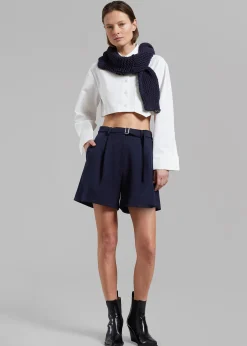 The Frankie Shop Avalon Belted Shorts Navy Online