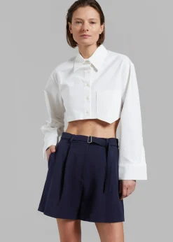 The Frankie Shop Avalon Belted Shorts Navy Online