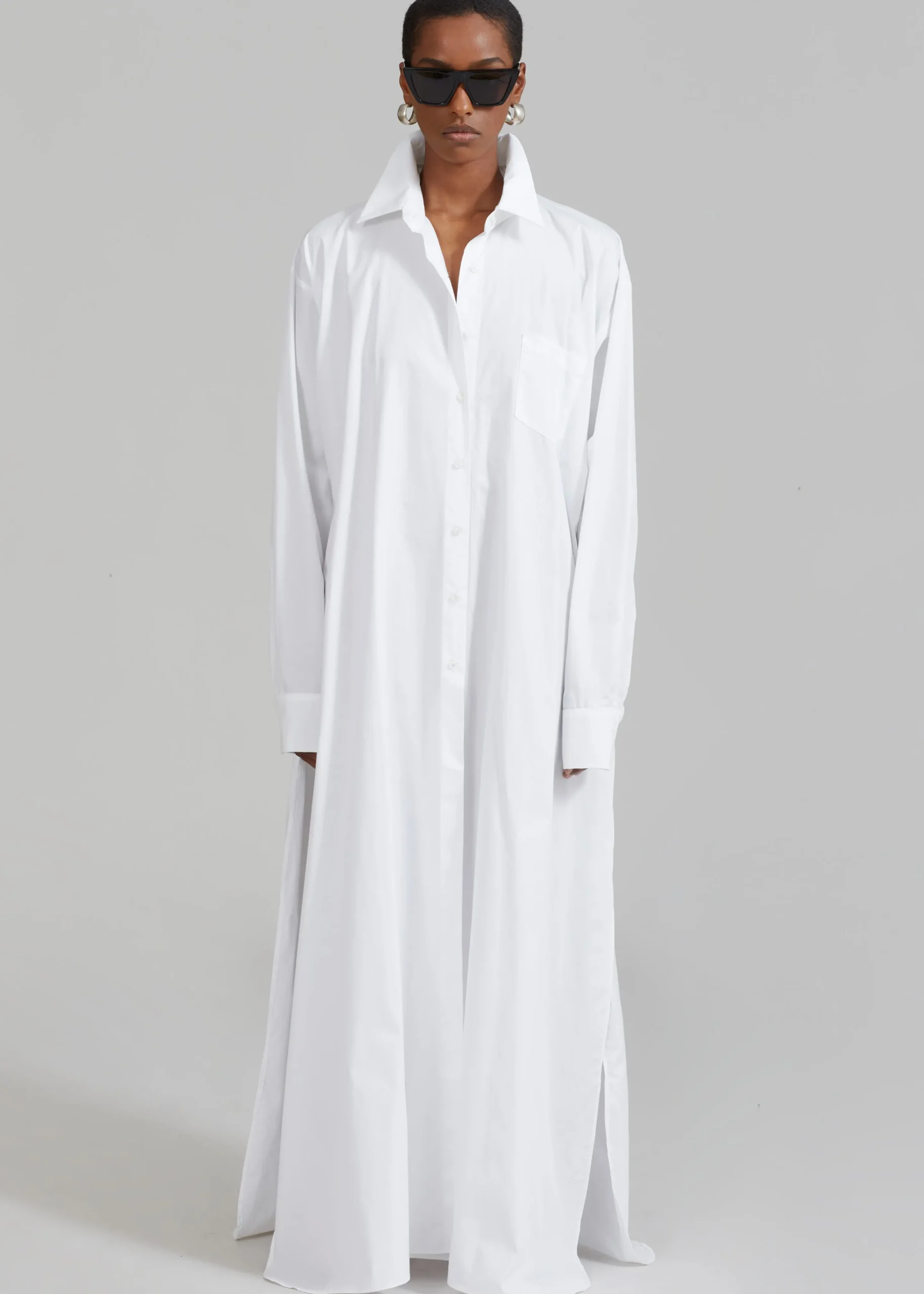 The Frankie Shop Avery Shirt Dress White Clearance