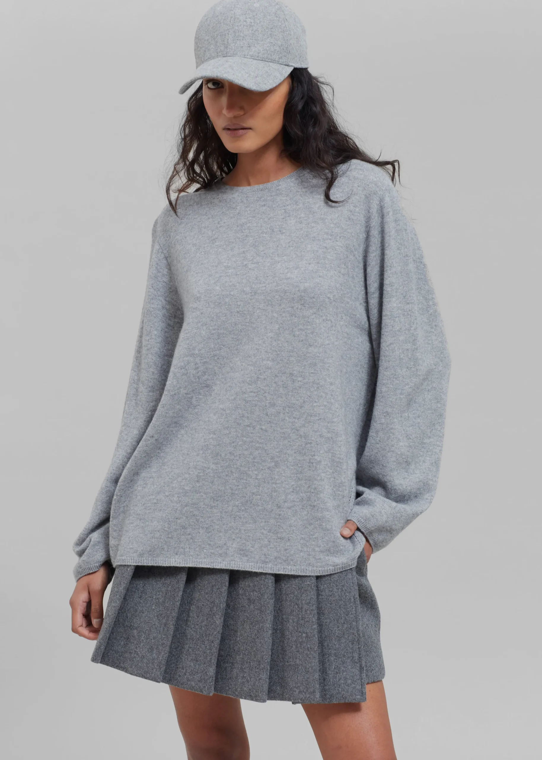 The Frankie Shop Bangor Roundneck Knit Top Grey Clearance