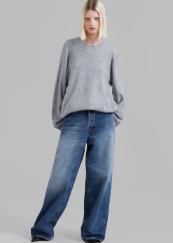 The Frankie Shop Bangor Roundneck Knit Top Grey Clearance