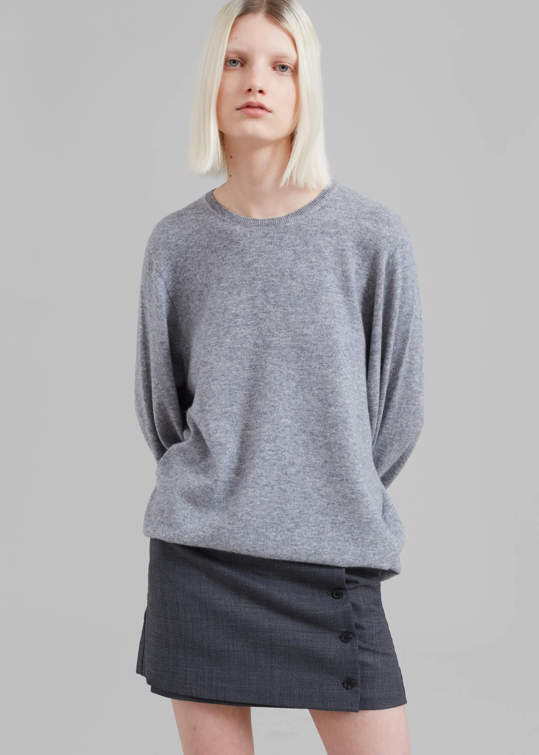 The Frankie Shop Bangor Roundneck Knit Top Grey Clearance