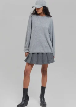 The Frankie Shop Bangor Roundneck Knit Top Grey Clearance