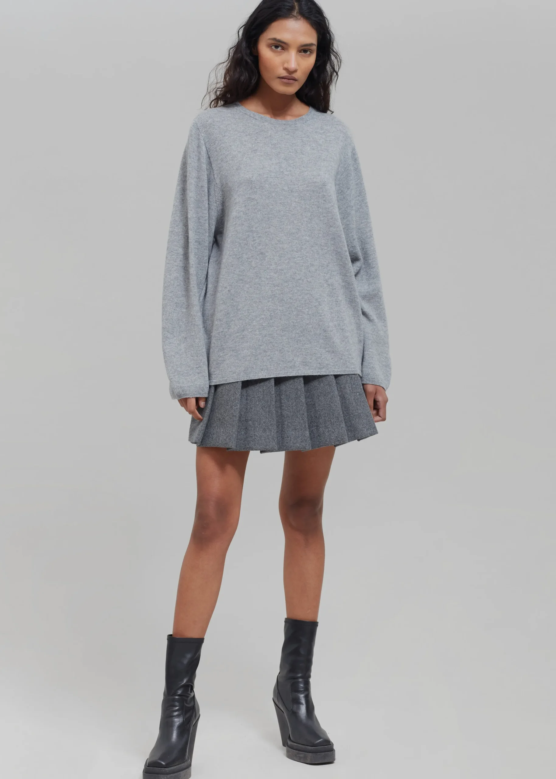 The Frankie Shop Bangor Roundneck Knit Top Grey Clearance