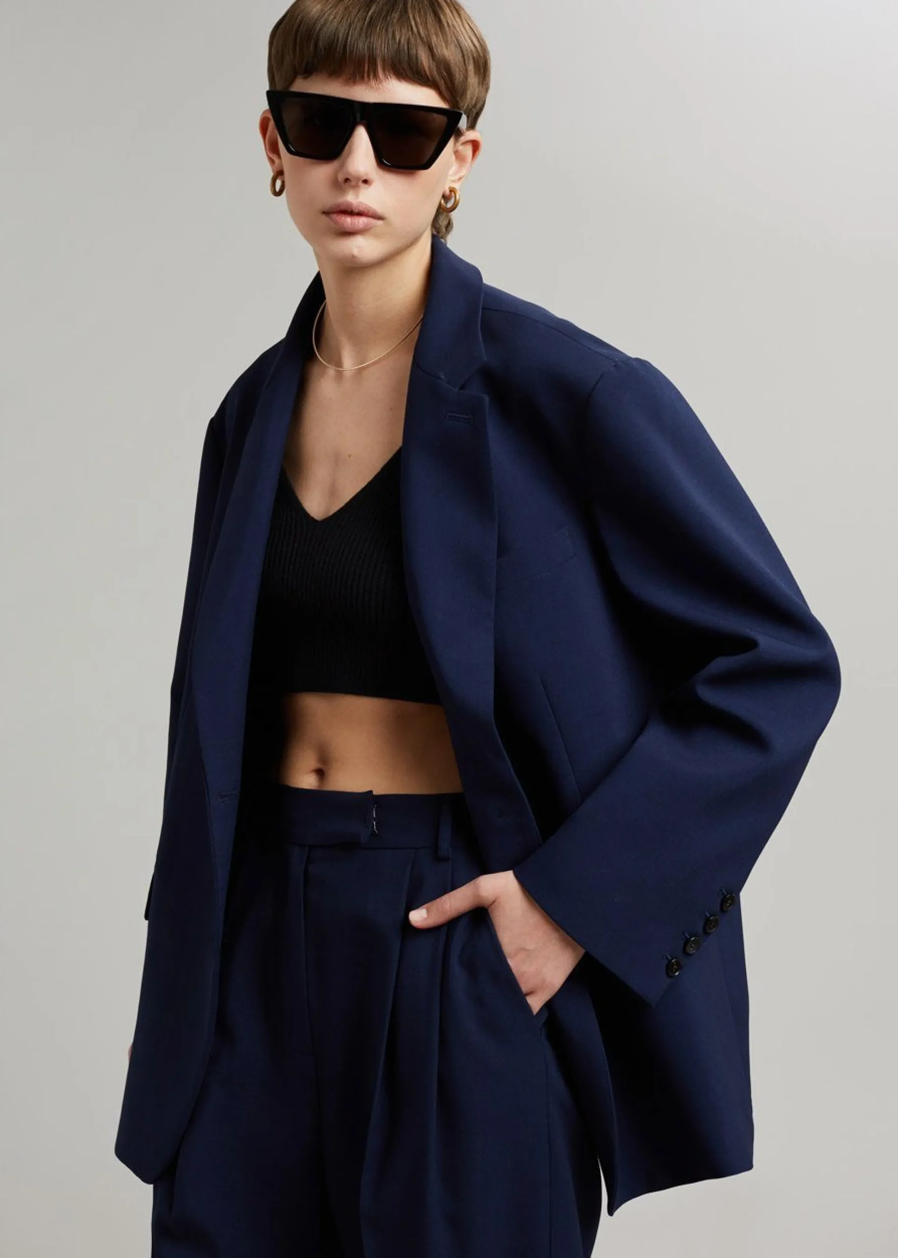 The Frankie Shop Bea Blazer Midnight Blue New