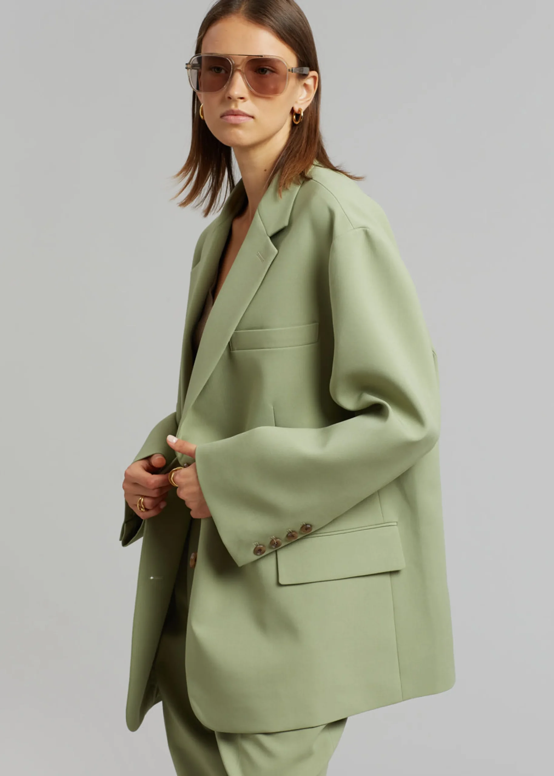 The Frankie Shop Bea Blazer Sage Clearance
