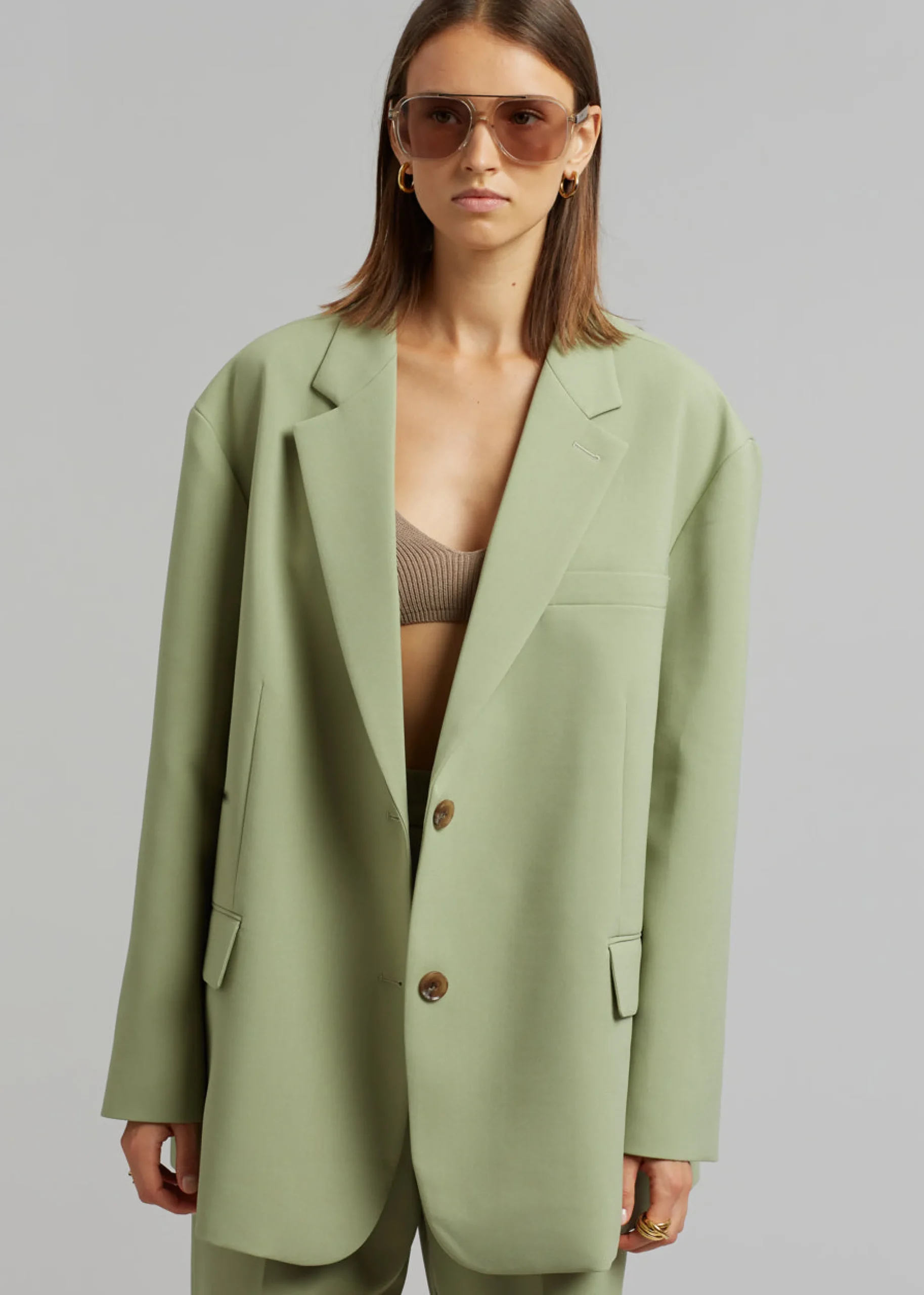 The Frankie Shop Bea Blazer Sage Clearance