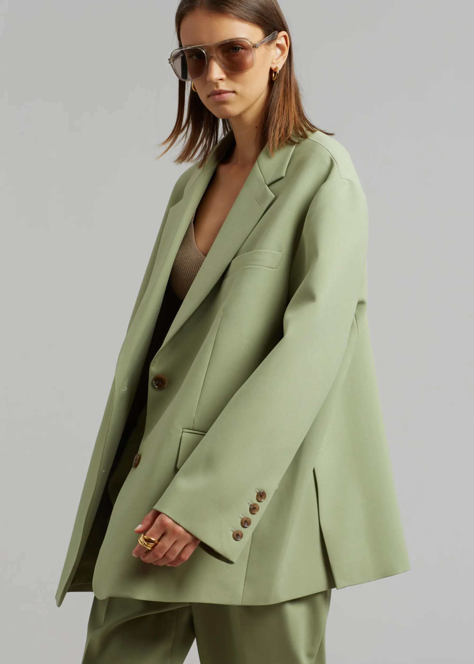 The Frankie Shop Bea Blazer Sage Clearance