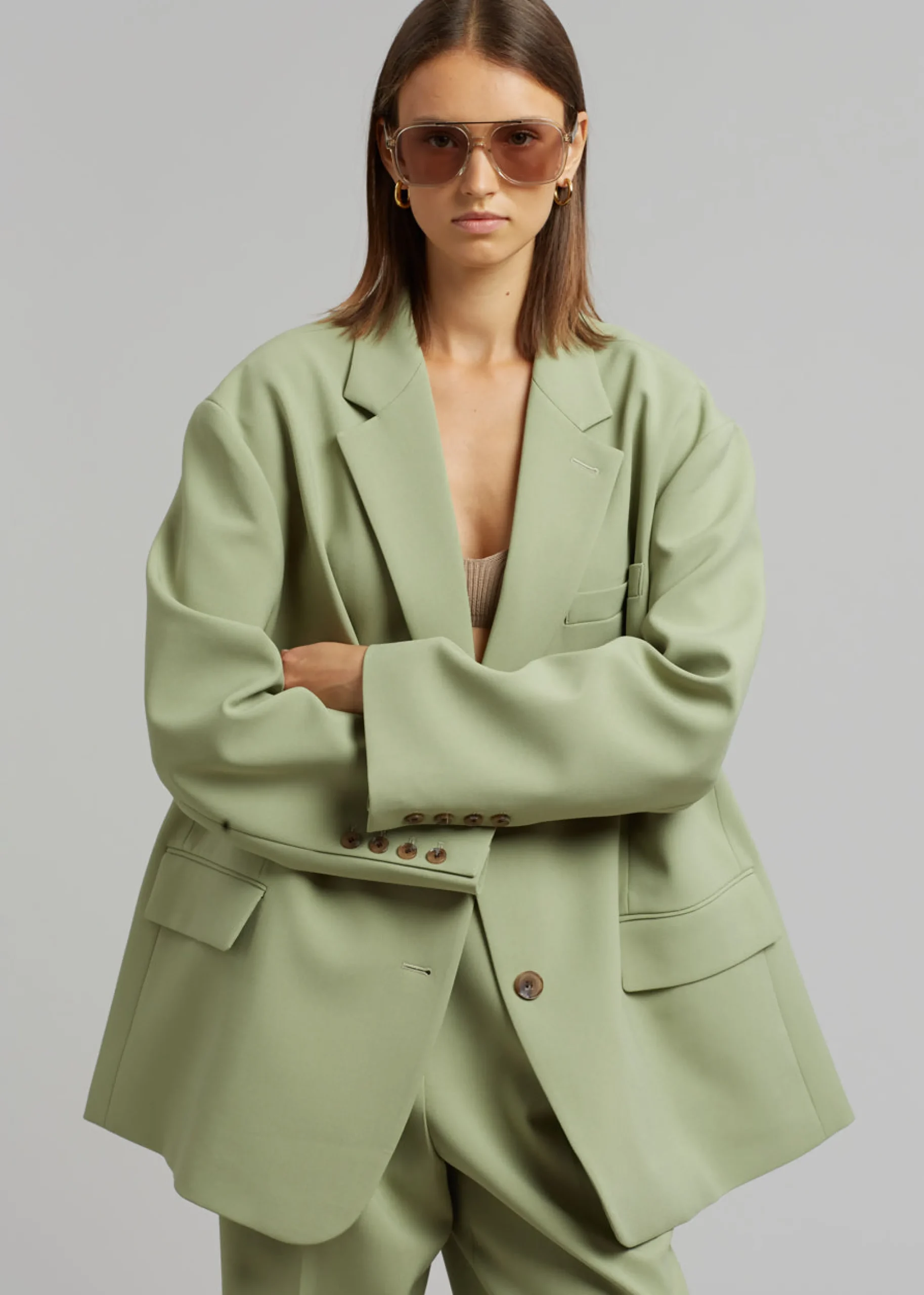 The Frankie Shop Bea Blazer Sage Clearance
