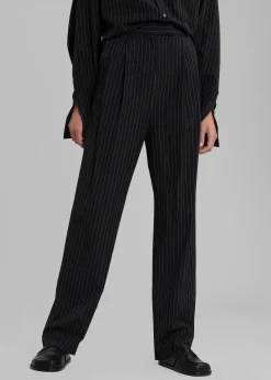 The Frankie Shop Bea Fluid Pinstripe Suit Pants Black/White Hot