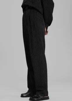 The Frankie Shop Bea Fluid Pinstripe Suit Pants Black/White Hot