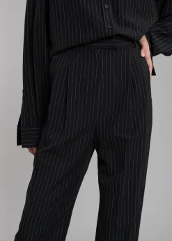 The Frankie Shop Bea Fluid Pinstripe Suit Pants Black/White Hot