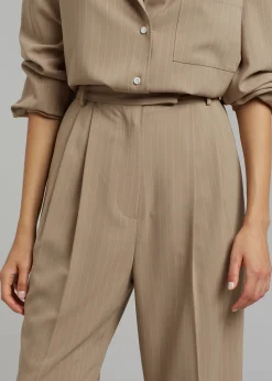 The Frankie Shop Bea Fluid Pinstripe Suit Pants Camel Hot