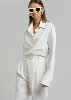 The Frankie Shop Bea Fluid Pinstripe Suit Pants Off White Online
