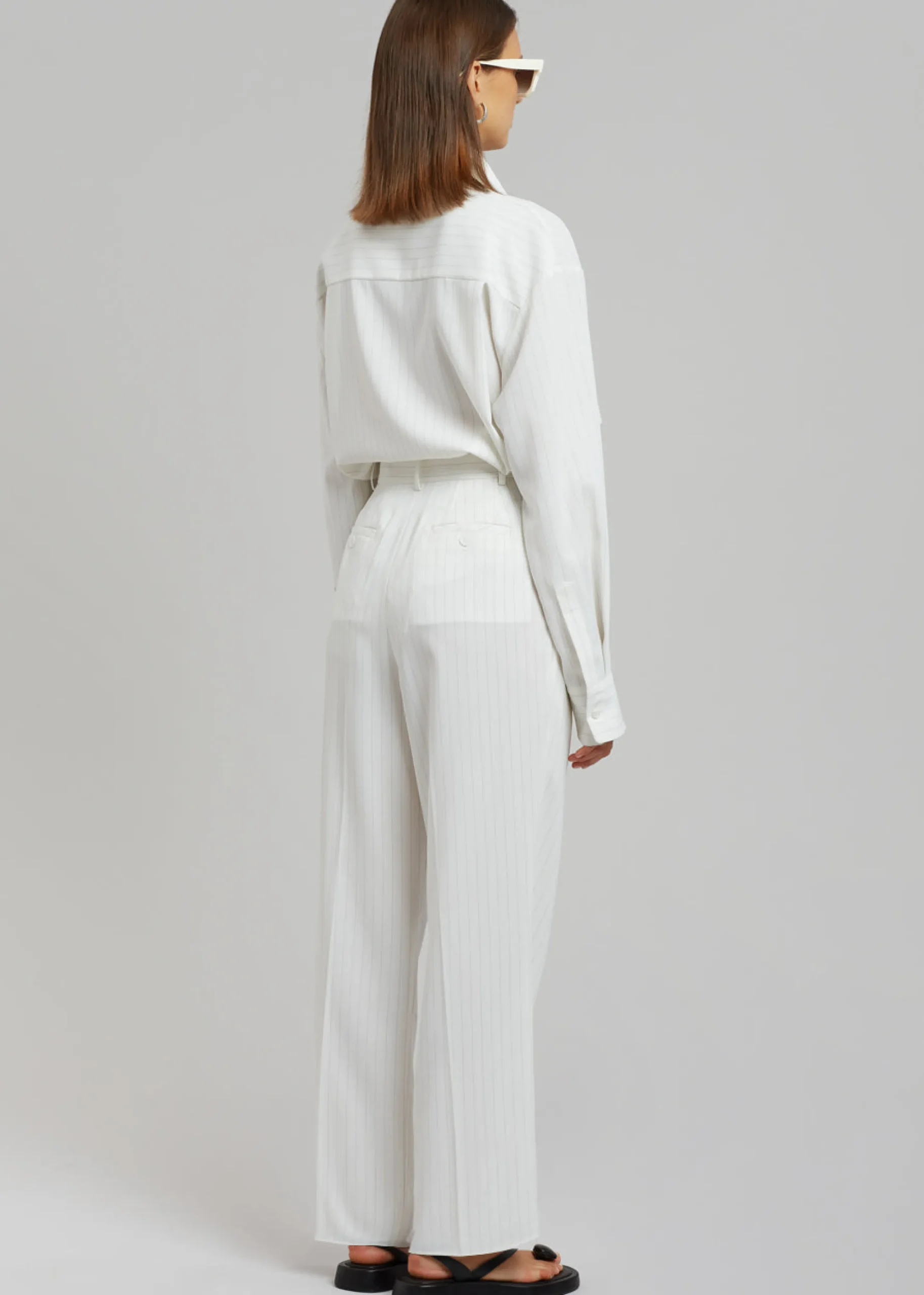 The Frankie Shop Bea Fluid Pinstripe Suit Pants Off White Online