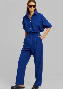 The Frankie Shop Bea Fluid Stripe Suit Pants Deep Blue Clearance