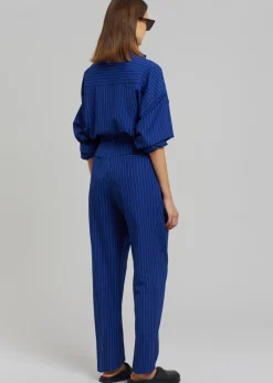 The Frankie Shop Bea Fluid Stripe Suit Pants Deep Blue Clearance