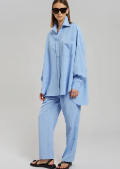 The Frankie Shop Bea Fluid Stripe Suit Pants Powder Blue Outlet