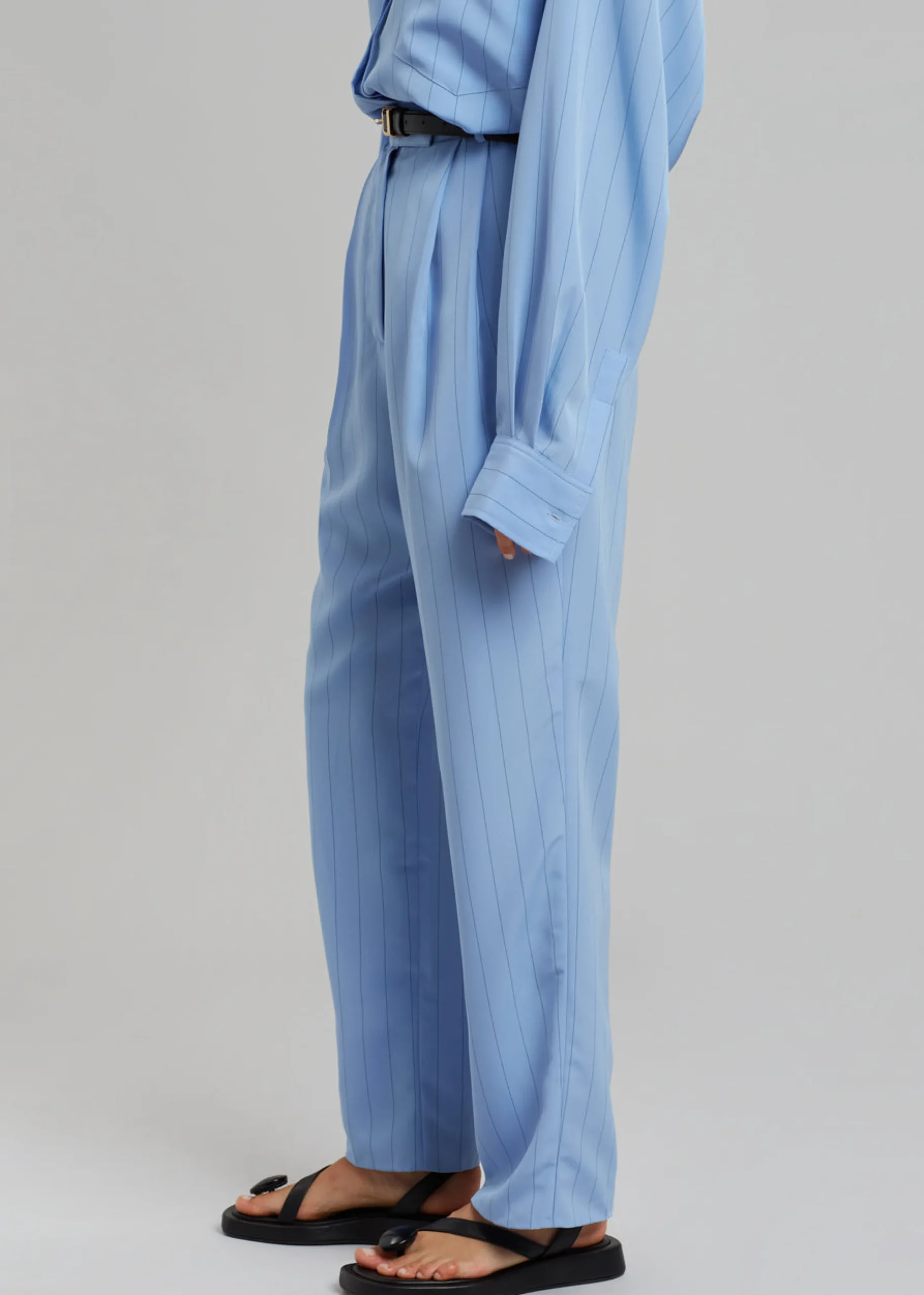 The Frankie Shop Bea Fluid Stripe Suit Pants Powder Blue Outlet