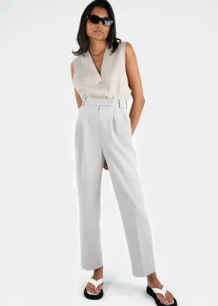 The Frankie Shop Bea Pleated Suit Pants Grey Clearance