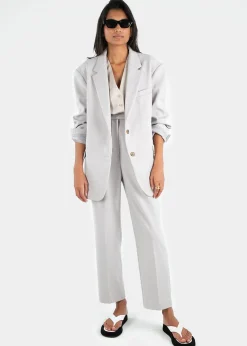 The Frankie Shop Bea Pleated Suit Pants Grey Clearance
