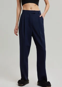 The Frankie Shop Bea Pleated Suit Pants Midnight Blue Sale