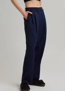 The Frankie Shop Bea Pleated Suit Pants Midnight Blue Sale