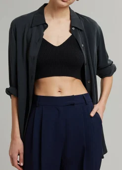 The Frankie Shop Bea Pleated Suit Pants Midnight Blue Sale