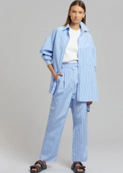 The Frankie Shop Bea Stripe Suit Pants White/Light Blue New