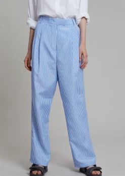 The Frankie Shop Bea Stripe Suit Pants White/Light Blue New