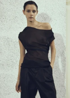 The Frankie Shop Beare Park Silk Georgette Off The Shoulder Top Black Clearance