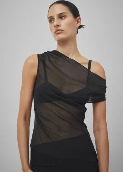 The Frankie Shop Beare Park Silk Georgette Off The Shoulder Top Black Clearance