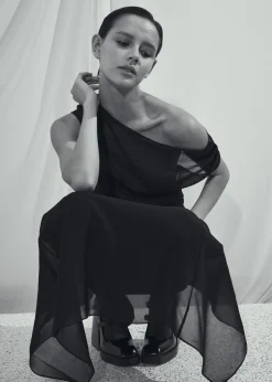The Frankie Shop Beare Park Silk Georgette Off The Shoulder Dress Black Online