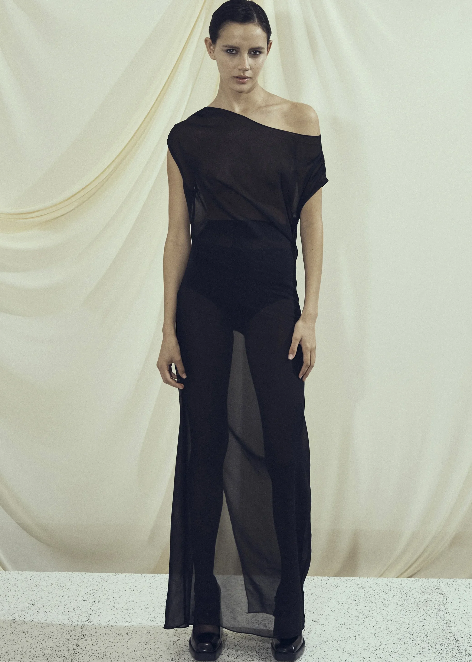 The Frankie Shop Beare Park Silk Georgette Off The Shoulder Dress Black Online