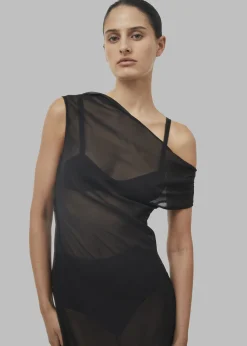 The Frankie Shop Beare Park Silk Georgette Off The Shoulder Dress Black Online
