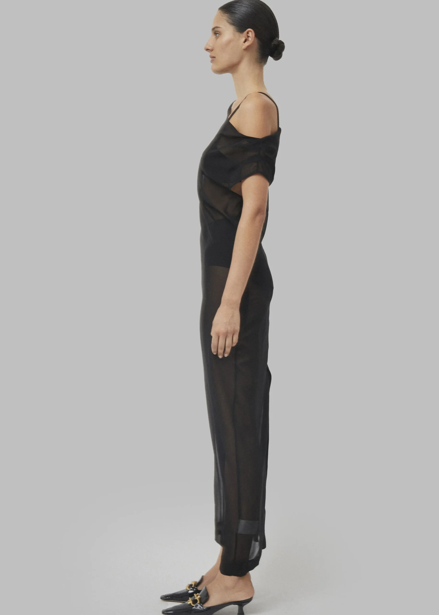 The Frankie Shop Beare Park Silk Georgette Off The Shoulder Dress Black Online