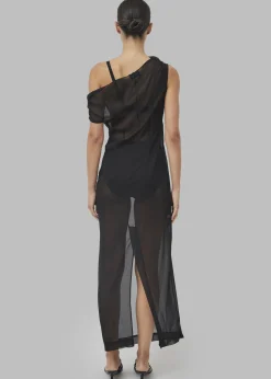 The Frankie Shop Beare Park Silk Georgette Off The Shoulder Dress Black Online