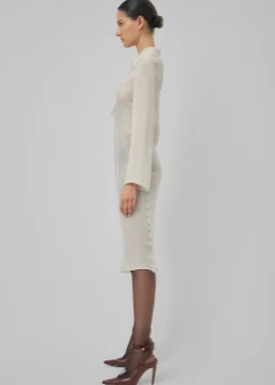 The Frankie Shop Beare Park Silk Georgette Tie Blouse Dress Powder Online