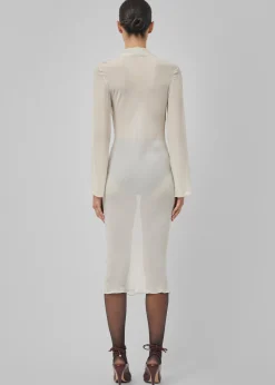 The Frankie Shop Beare Park Silk Georgette Tie Blouse Dress Powder Online