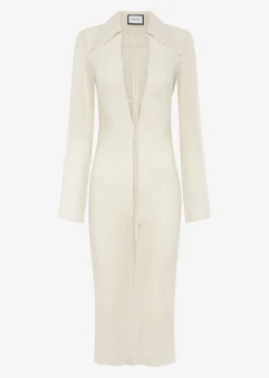 The Frankie Shop Beare Park Silk Georgette Tie Blouse Dress Powder Online